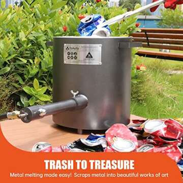 TOAUTO 6KG Upgraded Propane Melting Furnace TMF6000B-V3 Gas Kiln Kit 1300°C /2372°F for Scrap Meta...