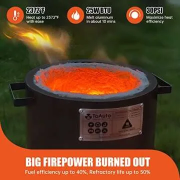 TOAUTO 6KG Upgraded Propane Melting Furnace TMF6000B-V3 Gas Kiln Kit 1300°C /2372°F for Scrap Metal Recycle Gold Silver Copper Aluminum Melting Refining Smelting