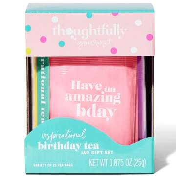 Thoughtfully Gourmet, Inspirational Birthday Tea Gift Set, Includes Glass Storage Jar and 5 Flavors ...