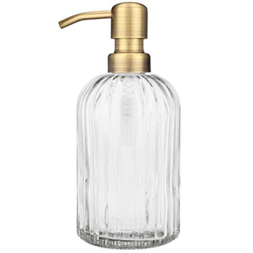 Rail19 Fluted Glass Soap Dispenser - Elegant Brass Finish