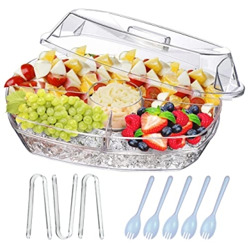 INNOVATIVE LIFE Fruit Trays for Serving for Party, 15 Inch Appetizer Serving Tray on Ice, Party Plat...