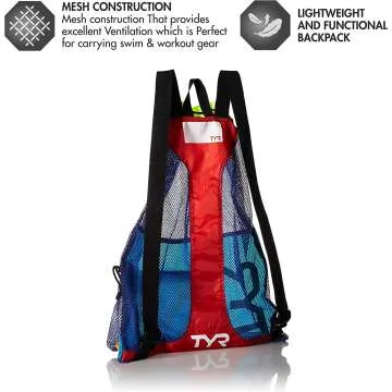 TYR Big Mesh Mummy Backpack for Swim & Gym Gear