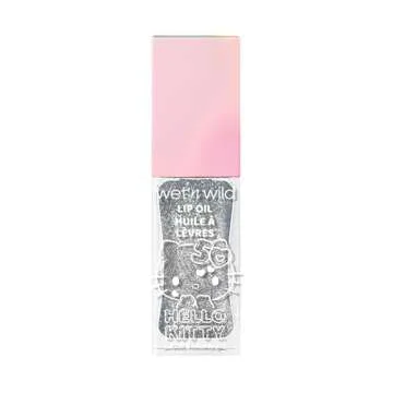 wet n wild Hello Kitty Glitter Lip Oil, New 10 Oil Infused Formula, Warm Apple Pie Lightly Scented, Sparkly Bold Colors, Cruelty-Free & Vegan - Diamond Bow