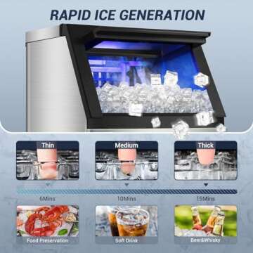 120 lbs/24h Commercial Ice Maker with 30 lbs Storage Bin | 15" Wide Undercounter/Freestanding Ice Ma...