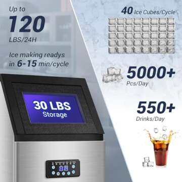 120 lbs Ice Maker for Home Bar Commercial Use