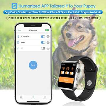 Dr.Trainer B1sPro Bark Collar APP&Watch Control, IP68 Waterproof Dog Training Collar with Smart Progressive Correction & Barking Report & Custom Sound, 0~99 Static Level Rechargeable Anti Bark Collar
