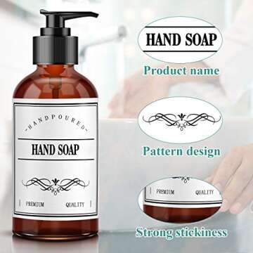 36 Pieces Bathroom Bottle Label Waterproof Bottle Stickers for Containers Organization Shampoo, Hand Soap, Dish Soap Label for Kitchen (White, 2.76 x 2.56 Inch)