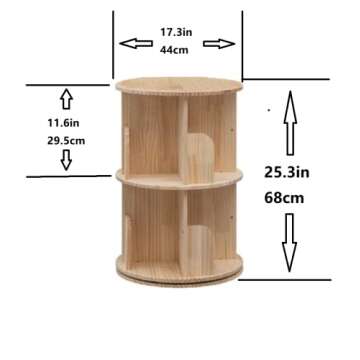 Heehee 2 Rotating Bookshelf 360 Display Floor Standing Bookcase Storage Rack for Kids&Adults Multi-F...