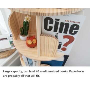 Heehee 2 Rotating Bookshelf 360 Display Floor Standing Bookcase Storage Rack for Kids&Adults Multi-Functional Bookshelf Organizer (2-Tier)