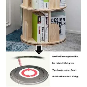 Heehee 2 Rotating Bookshelf 360 Display Floor Standing Bookcase Storage Rack for Kids&Adults Multi-Functional Bookshelf Organizer (2-Tier)