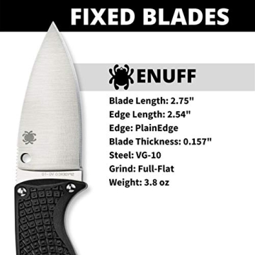 Spyderco Enuff Leaf Shape Plain Edge Knife, Black