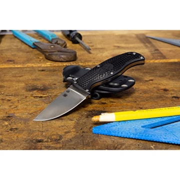 Spyderco Enuff Leaf Shape Plain Edge Knife, Black