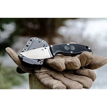 Spyderco Enuff Leaf Shape Plain Edge Knife, Black