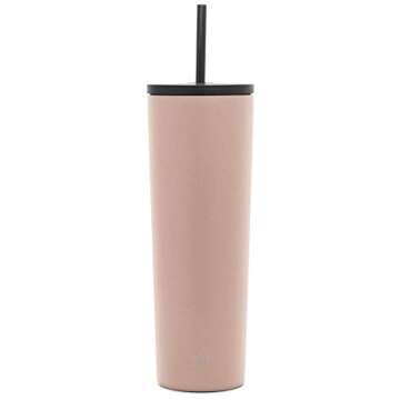 Simple Modern Insulated Tumbler with Lid and Straw | Iced Coffee Cup Reusable Stainless Steel Water Bottle Travel Mug | Gifts for Women Men Her Him | Classic Collection | 28oz | Rose Gold