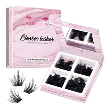Lash Clusters 180 Pcs DIY Individual Fluffy Eyelash Extension and Mirror 2 in 1 Easy to Apply at hom...
