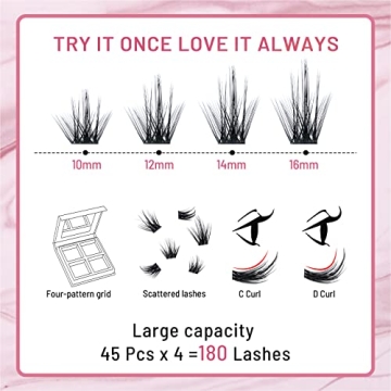 180 Pcs DIY Cluster Lashes for Stunning Glamorous Looks