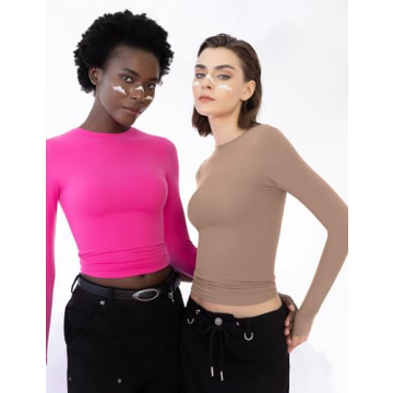 PUMIEY Women's Long Sleeve Crew Neck Top in Chic Styles