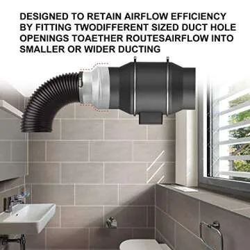 Duct Reducter 6 to 4 Air Ducting Reducer Increaser Air Duct Adapter or Round Metal Pipe Reducer for Bathroom Kitchen Ventilation Systems