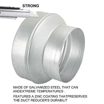 Duct Reducter 6 to 4 Air Ducting Reducer Increaser Air Duct Adapter or Round Metal Pipe Reducer for Bathroom Kitchen Ventilation Systems