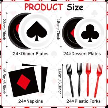 CHUNNIN 96Pcs Casino Party Plates and Napkins Las Vegas Party Decorations Casino Night Party Dessert...