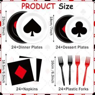 CHUNNIN 96Pcs Casino Party Plates and Napkins Las Vegas Party Decorations Casino Night Party Dessert...