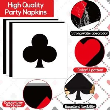 CHUNNIN 96Pcs Casino Party Plates and Napkins Las Vegas Party Decorations Casino Night Party Dessert Plates Poker Dessert Tableware Set for 24 Guests Game Night Birthday Event Game Supplies Favor