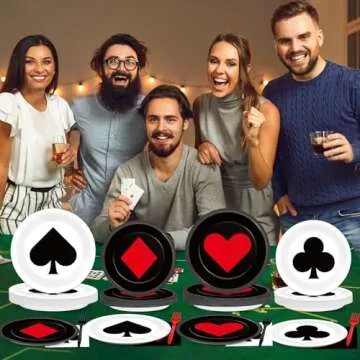 CHUNNIN 96Pcs Casino Party Plates and Napkins Las Vegas Party Decorations Casino Night Party Dessert Plates Poker Dessert Tableware Set for 24 Guests Game Night Birthday Event Game Supplies Favor