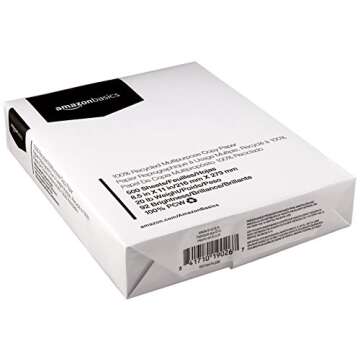 Amazon Basics 100% Recycled Multipurpose Copy Printer Paper - 8.5 x 11 Inches, 1 Ream (500 Sheets), ...