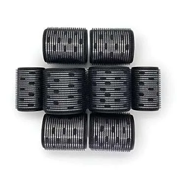 Kitsch Ceramic Hair Rollers | Self Grip Thermal Hair Rollers | Holiday Gift Hair Curlers | Variety Pack | 8 Pcs (Black)