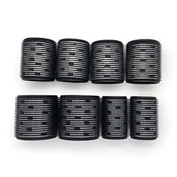 Kitsch Ceramic Hair Rollers | Self Grip Thermal Hair Rollers | Holiday Gift Hair Curlers | Variety Pack | 8 Pcs (Black)