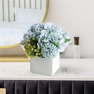 LADADA Fake Peony Flowers in Ceramic Vase for Home Decor