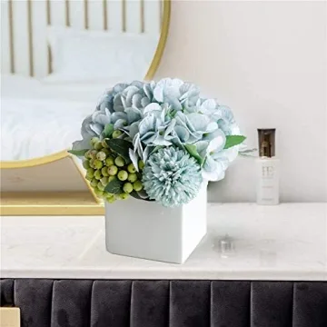 LADADA Fake Peony Flowers in Ceramic Vase for Home Decor