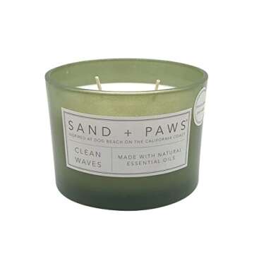 Sand + Paws Scented Candle - Clean Waves - Additional Scents and Sizes –Luxurious Air Freshening J...