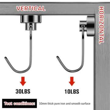 FINDMAG Magnetic Hooks 30 LBS Magnetic Hooks Cruise Black Heavy Duty Strong Neodymium Swivel Magnet Hook for Hanging, Magnets with Hook for Refrigerator, Grill, Locker - 6 Pack