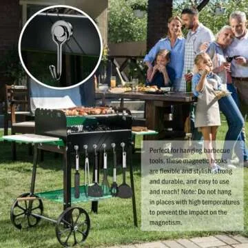 FINDMAG Magnetic Hooks 30 LBS Magnetic Hooks Cruise Black Heavy Duty Strong Neodymium Swivel Magnet Hook for Hanging, Magnets with Hook for Refrigerator, Grill, Locker - 6 Pack