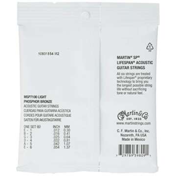 Martin SP 7100 Phosphor Bronze Lifespan Coated Acoustic Strings Light