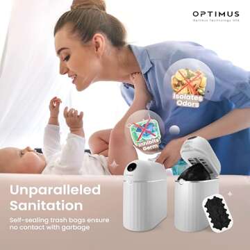 OPTIMUS TECHNOLOGY Automatic Trash Can Self Sealing and Self-Changing Smart Trash Can Motion Sensor Touchless Garbage can Kitchen Bathroom Office 6 Refill Bag Rings (Neos (6-Refill Bag))