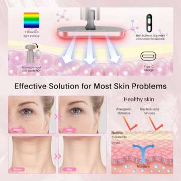 Red-Light-Therapy-Wand, 7 Colors LED Facial Light Therapy Wand for Face and Neck Rejuvenation, Face ...