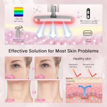 Red-Light-Therapy-Wand, 7 Colors LED Facial Light Therapy Wand for Face and Neck Rejuvenation, Face ...