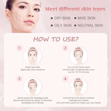 Red-Light-Therapy-Wand, 7 Colors LED Facial Light Therapy Wand for Face and Neck Rejuvenation, Face Massager Eye Beauty Tool at Home