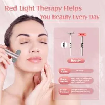 Red-Light-Therapy-Wand, 7 Colors LED Facial Light Therapy Wand for Face and Neck Rejuvenation, Face Massager Eye Beauty Tool at Home