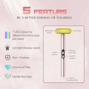 Red-Light-Therapy-Wand, 7 Colors LED Facial Light Therapy Wand for Face and Neck Rejuvenation, Face Massager Eye Beauty Tool at Home