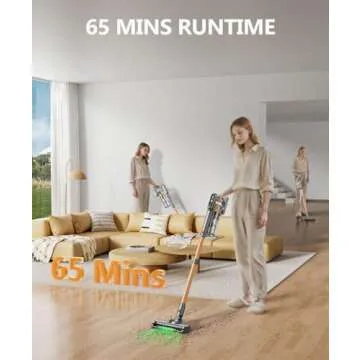 Cordless Vacuum with 550W Motor and 65 Min Runtime