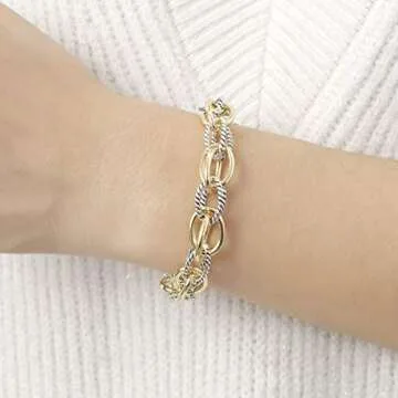 UNY JEWEL Bracelet Designer Brand Inspired Antique Women Jewelry Double Twisted Cable Link Wire Vintage Valentine (2 Tone)