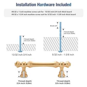 Joy Decor 3 Inch Brushed Brass Cabinet Handles