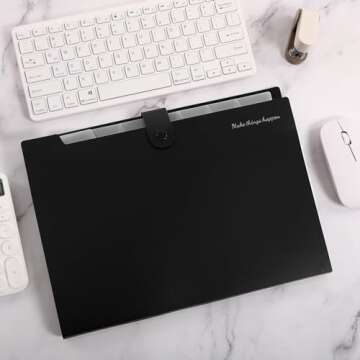 SKYDUE 8 Pockets Expanding File Folders, Accordion Folders, Portable Paper Bill Receipt Organizer, Letter Size, Home College School Office Supplies, Black