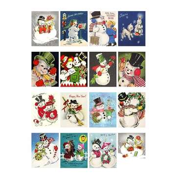 Decoupage Paper Pack (35 Sheets 6"x8") Christmas Snowman FLONZ Vintage Styled Christmas Pictures Car...
