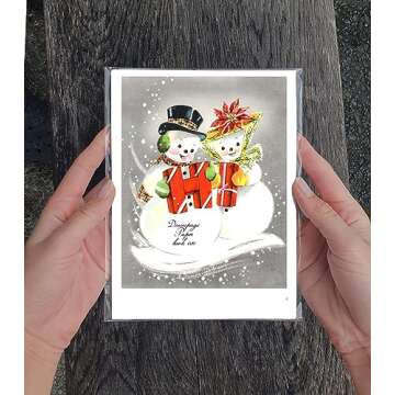 Decoupage Paper Pack (35 Sheets 6"x8") Christmas Snowman FLONZ Vintage Styled Christmas Pictures Cards for Decoupage, Craft and Scrapbooking