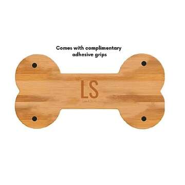 Luna and Stone Bamboo Dog Bowl with Grips, Animal Themed Bone Shaped Party Supplies Tray, Multipurpo...
