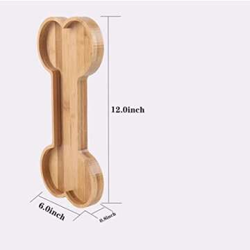 Luna & Stone Bamboo Dog Bowl, Bone Shaped Party Tray